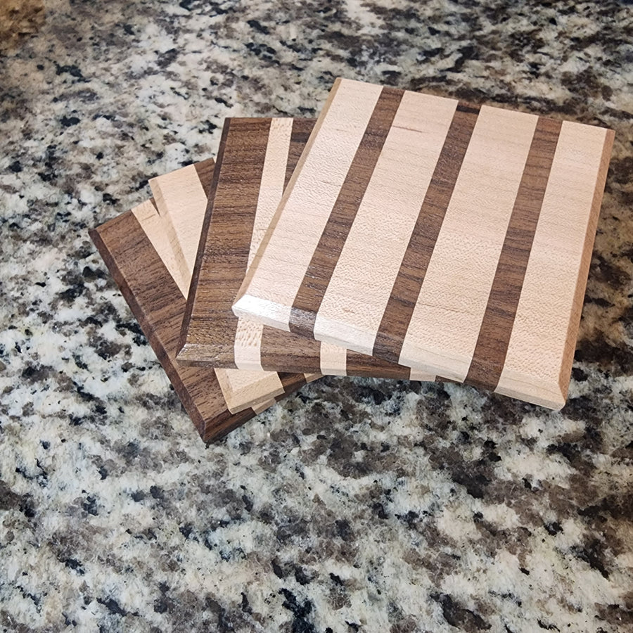 Maple and Walnut Stripe Coaster (4x4)