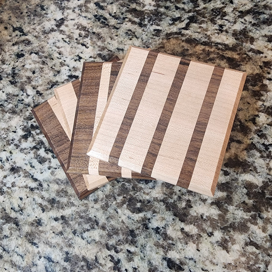 Maple and Walnut Stripe Coaster (4x4)