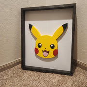 Framed Pikachu Wall Art 20.5" x 25" x 2" - Acrylic Paint