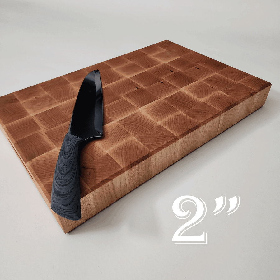 Pro Maple End Grain Butcher Block | Wooden End Grain Cutting Board | 2" Thick