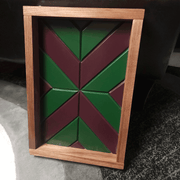 Wall Art Green and Maroon with Walnut Frame