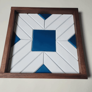 Wall Art Metallic Turquoise and White 13" x 13"
