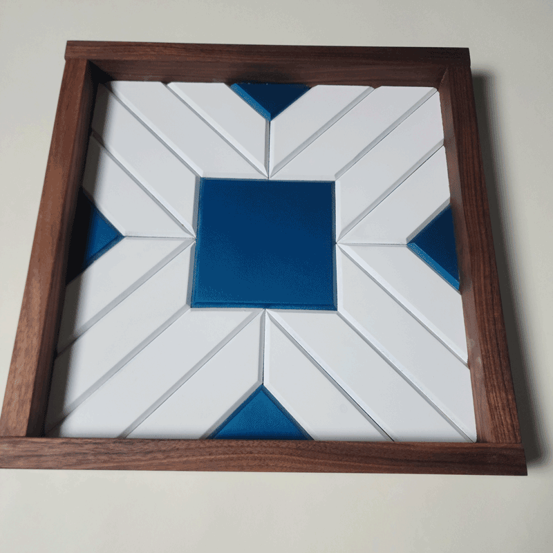 Wall Art Metallic Turquoise and White 13" x 13"
