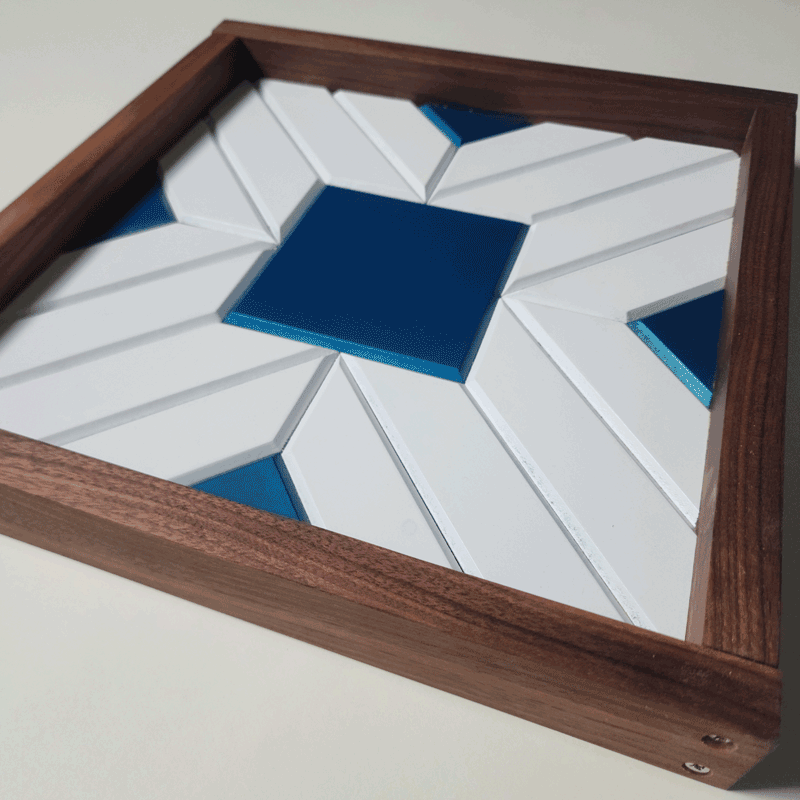 Wall Art Metallic Turquoise and White 13" x 13"
