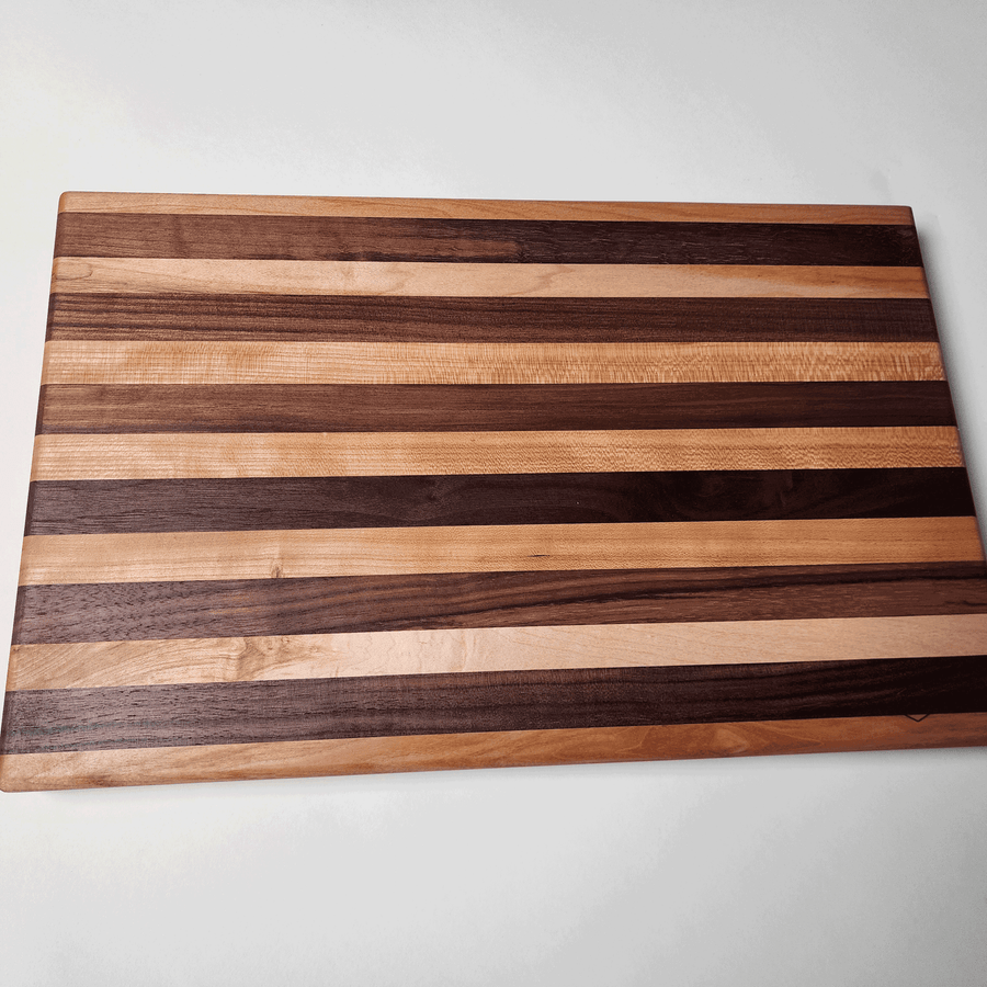 Cherry and Walnut Stripe Cutting Board | Edge Grain Cutting Board 17.5x11x1.25