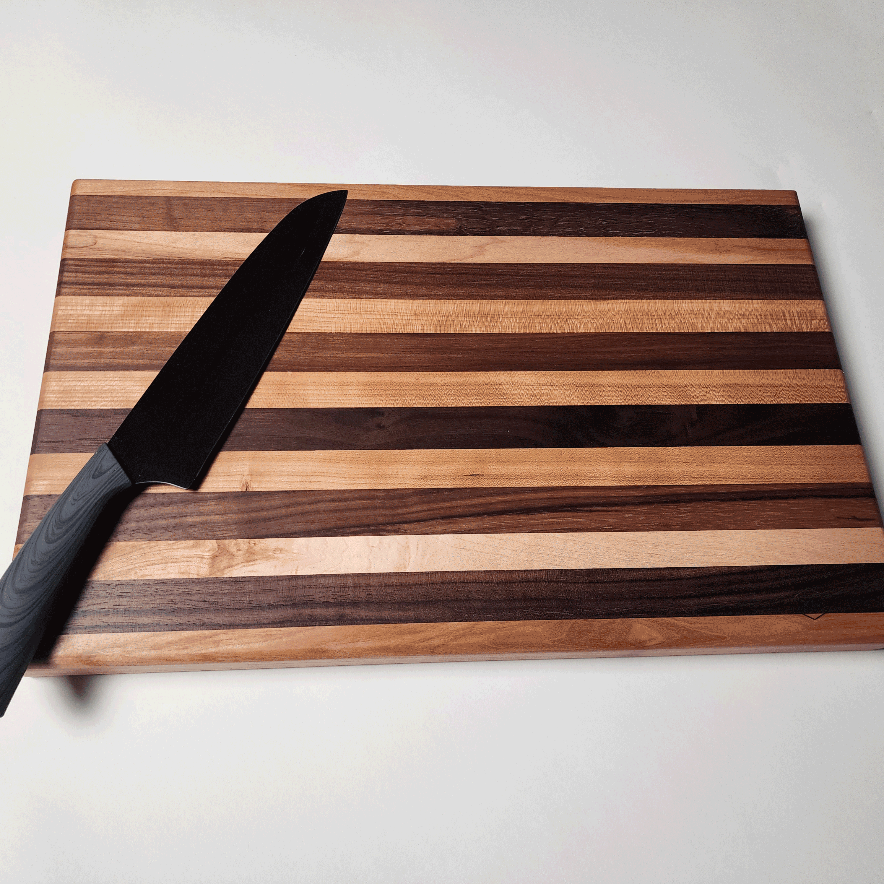 Cherry and Walnut Stripe Cutting Board | Edge Grain Cutting Board 17.5x11x1.25