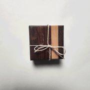 4 Pk Walnut with Maple Stripe Coaster 4x4