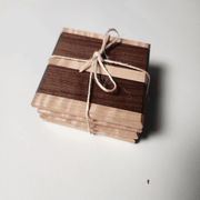Wanut and Maple Stripe Coaster 4pk 4x4