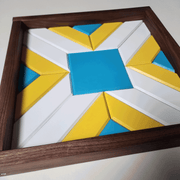 Wall Art Yellow, Light Blue, and White 13" x 13"