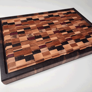 Chaos Style End Grain Cutting Board 20x13.5x1.5 | Butcher Block board with Walnut Border