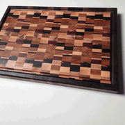 Chaos Style End Grain Cutting Board 20x13.5x1.5 | Butcher Block board with Walnut Border