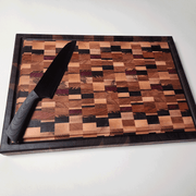 Chaos Style End Grain Cutting Board 20x13.5x1.5 | Butcher Block board with Walnut Border