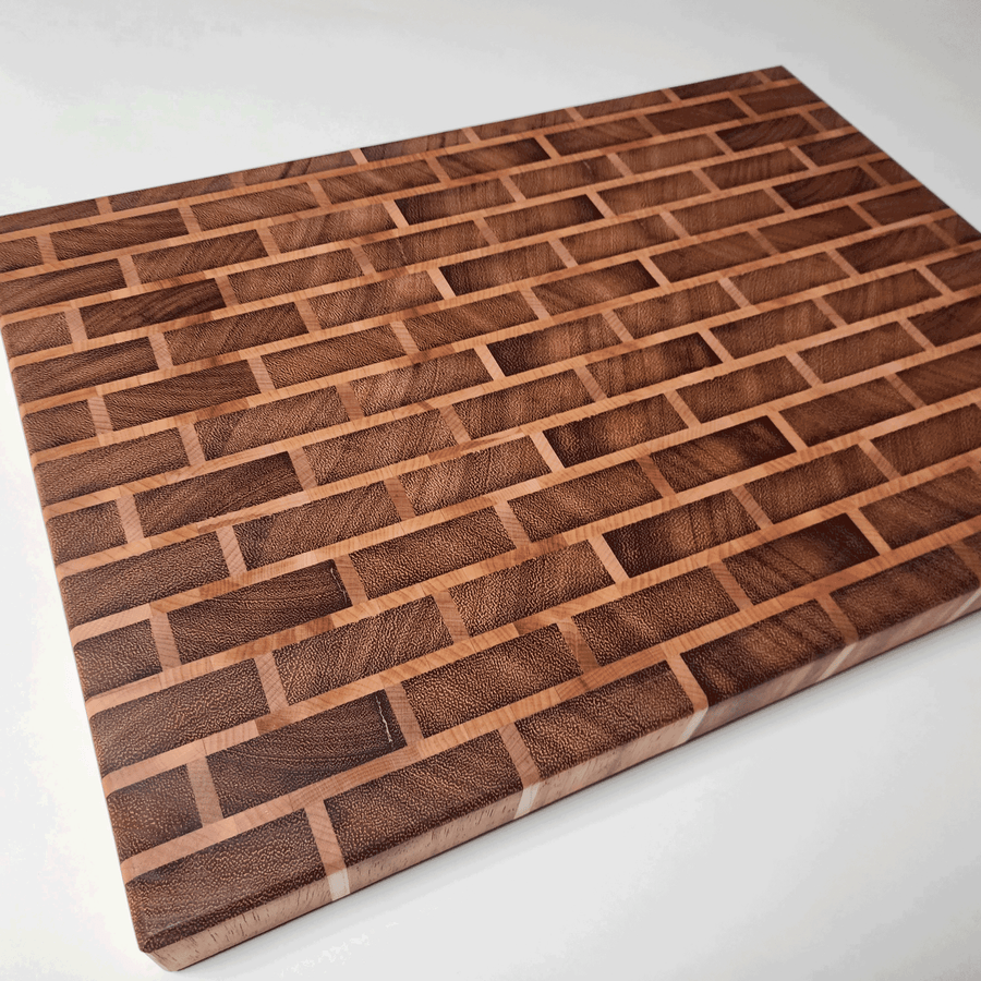 Teak and Hard Maple End Grain Cutting Board | Brick Pattern Cutting Board 20x14x1.5