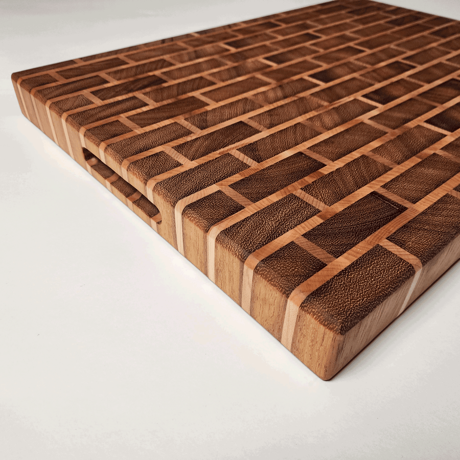 Teak and Hard Maple End Grain Cutting Board | Brick Pattern Cutting Board 20x14x1.5