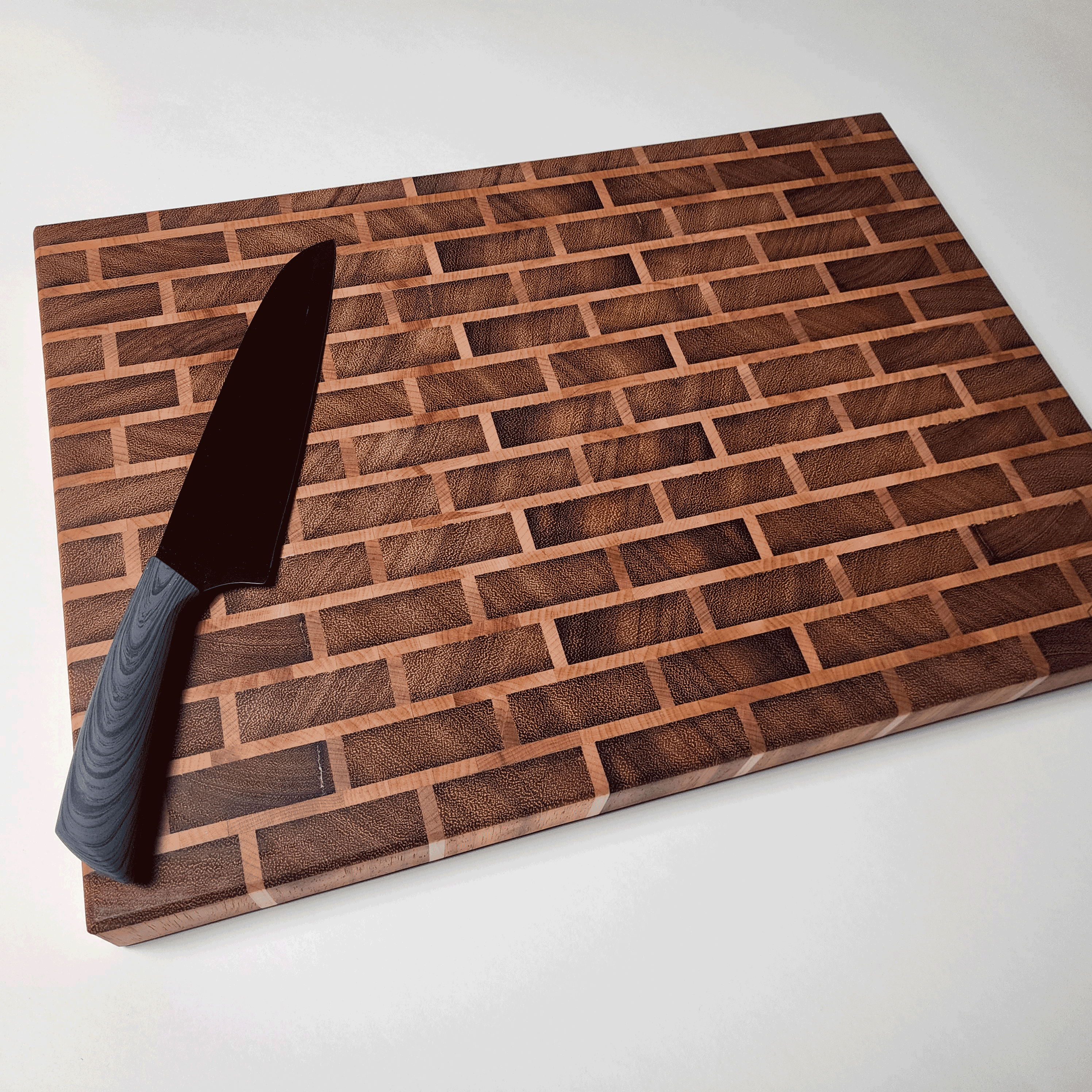 Teak and Hard Maple End Grain Cutting Board | Brick Pattern Cutting Board 20x14x1.5