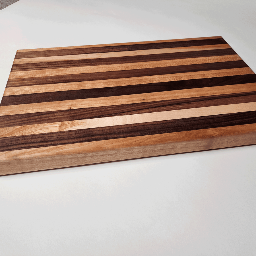 Cherry and Walnut Stripe Cutting Board | Edge Grain Cutting Board 17.5x11x1.25